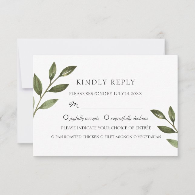 Eleganta gröna grenar. Chic bröllop OSA Kort (Framsida)