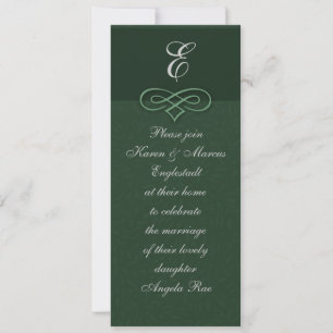 Eleganta gröna monogram-inbjudningar inbjudningar