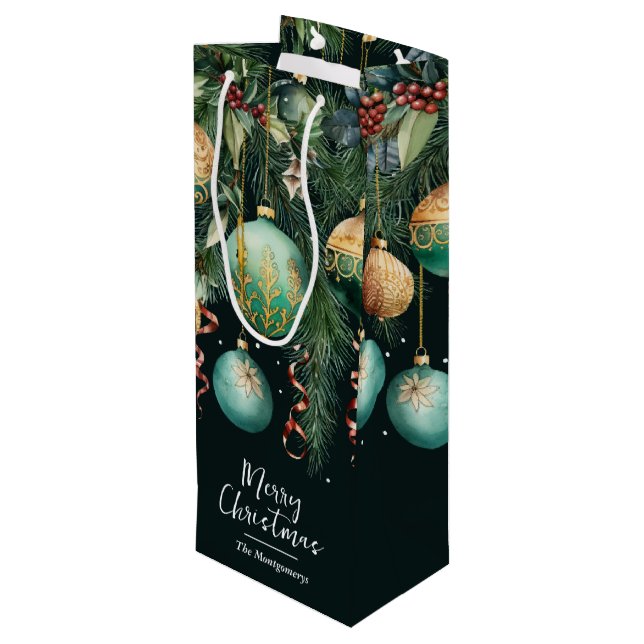 Eleganta gröna och guld julgransornament (Baksidan Vinklad)