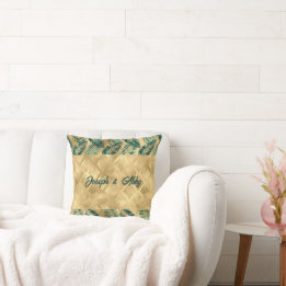 Eleganta gröna och gyllene blad  kudde