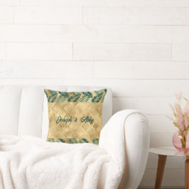 Eleganta gröna och gyllene blad kudde