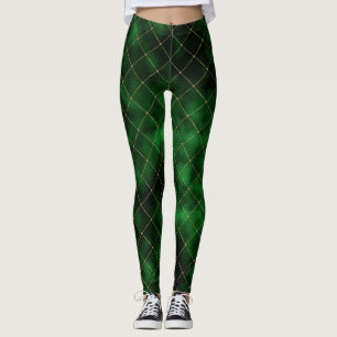 Eleganta gröna och gyllene diamanter leggings