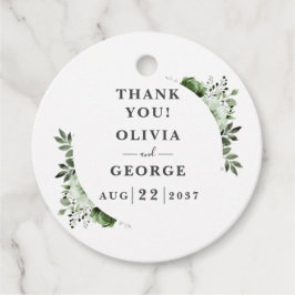 Eleganta gröna olivfärgade blommiga bröllop gåvor etiketter