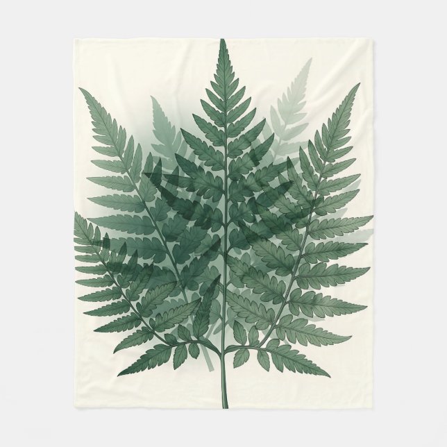 Eleganta gröna ormbunksblad Botanisk  Fleecefilt (Framsidan)