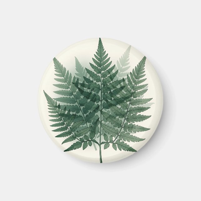 Eleganta gröna ormbunksblad Botanisk  Magnet (Framsidan)