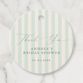Eleganta gröna ränder Baby Shower Tackkort Gåvor Etiketter