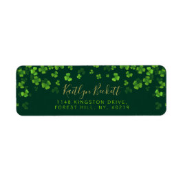 Eleganta gröna shamrock-blad irländska St. Patrick Returadress Etikett