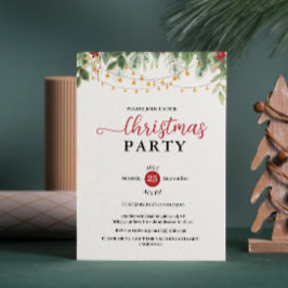 Eleganta gröna sladdbelysningar julfest inbjudningar