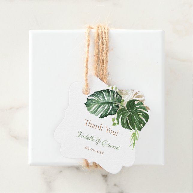 Eleganta gröna tropiska Monstera blad bröllop Gåvor Etiketter (På plats)