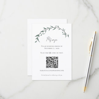 Eleganta Grönska Pilbåge Bröllop QR RSVP-kort OSA Kort
