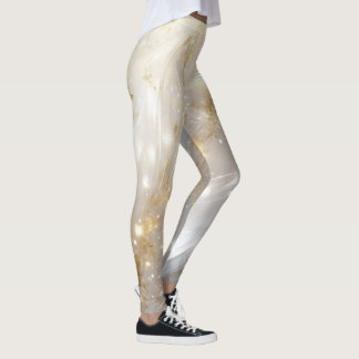 Eleganta gul blomstermarmorerade leggings