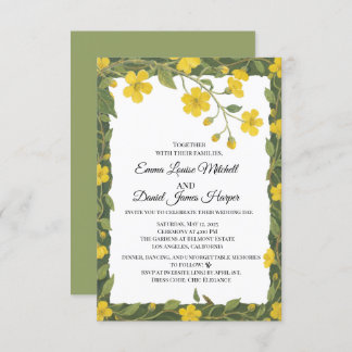 Eleganta gula gröna vilda blommor blommig inbjudningar