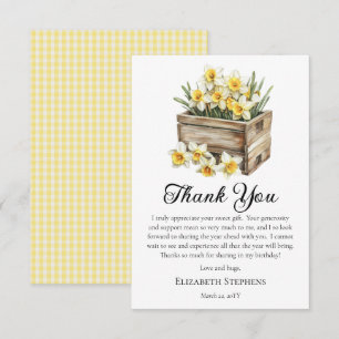 Eleganta gula narcisser blomsterlåda födelsedag tack kort