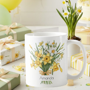 Eleganta gula narcisser mars födelsedagskaffe kaffemugg