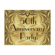 Eleganta Guld 50-årsjubileum Inbjudan Postkort