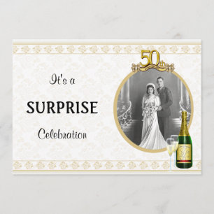 Eleganta guld- 50th årsdagpartyinbjudningar inbjudningar