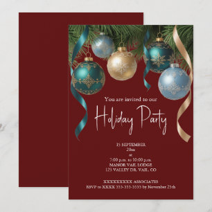 Eleganta Guld Baubles Julgran Party Inbjudningar