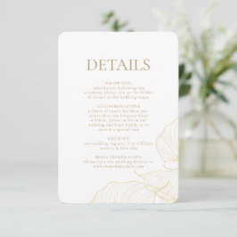 Eleganta Guld Blommor Botanisk Modern Bröllop Tilläggskort