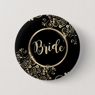 Eleganta Guld Blommor Glitter Knapp