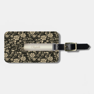 Eleganta Guld Blommor - Personlig Bagagebricka