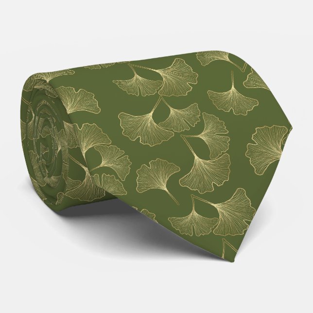 Eleganta Guld Botaniska Blad Slips (Rullad)