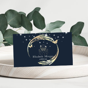 Eleganta Guld Cirklar Fjärilar Stjärnor Blå Visitkort