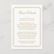 Eleganta Guld Deco Bröllopsgästinformation