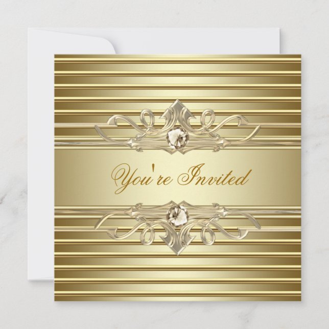 Eleganta Guld Festinladningar Inbjudningar (Framsida)