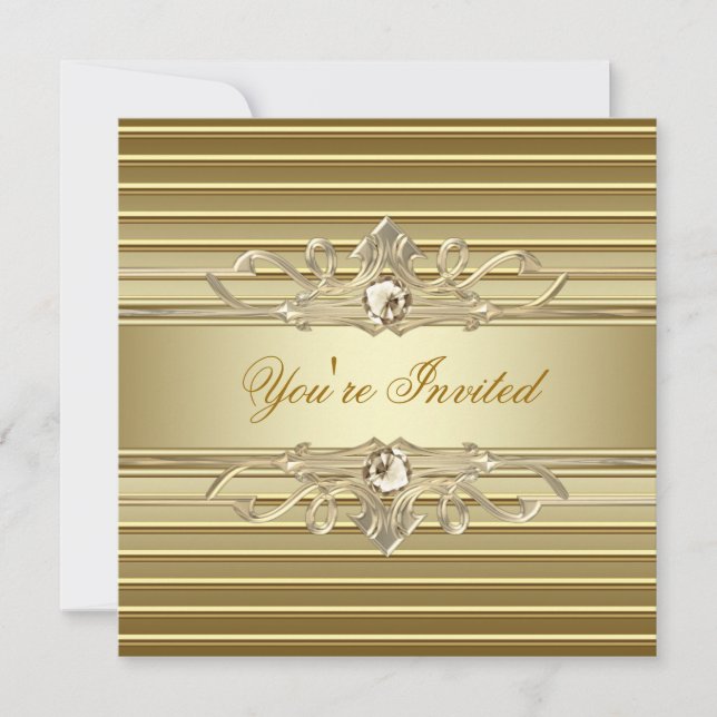 Eleganta Guld Festinladningar Inbjudningar (Framsida)