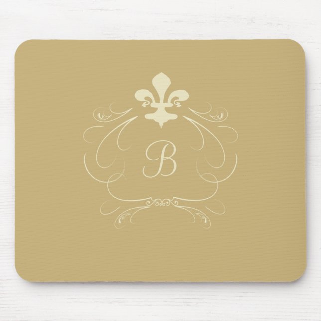 Eleganta Guld Fleur de Lis Monogram Musmatta (Framsidan)