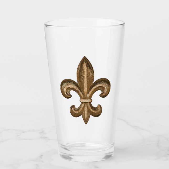 Eleganta Guld Fleur de Lis Symbol Glaskopp (Framsida)
