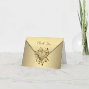 Eleganta guld- hjärtatackkort tack kort