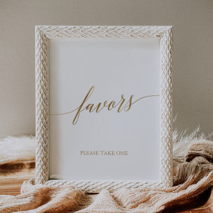 Eleganta Guld Kalligrafi Favors Poster