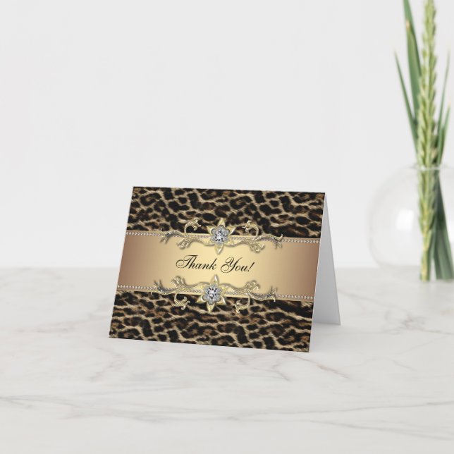 Eleganta Guld Leopards Tacksamhetskort Tack Kort (Framsida)