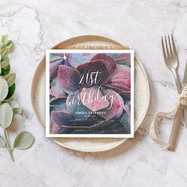Eleganta guld lila blå hortensior 21-årsdag pappersservett