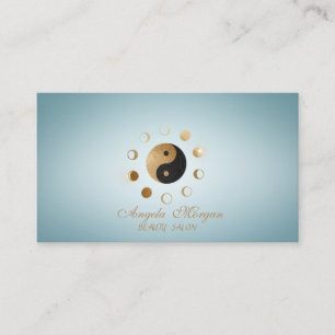 Eleganta Guld månar Ying Yang Blå Visitkort
