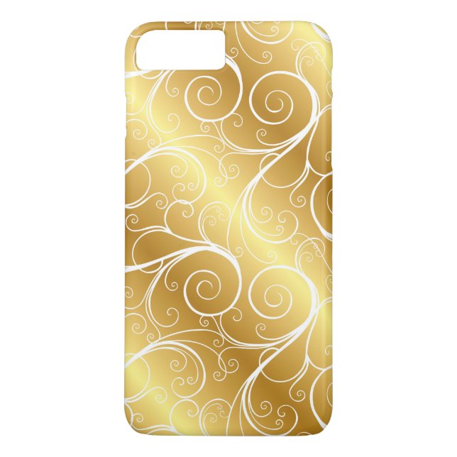 Eleganta guld- metalliska virvlar runt iphone case Case-Mate iPhone skal (Baksida)