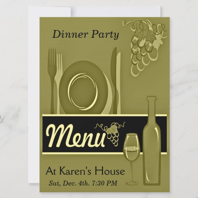 Eleganta guld- middagpartyinbjudningar inbjudningar (Framsida)