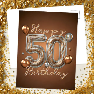 Eleganta guld- och silverdekorationer 50-årsfirand vykort
