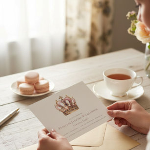 Eleganta guld- och vita ränder prinsess födelsedag inbjudningar