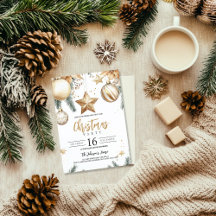 Eleganta Guld Ornament Julpartaj Poinsettia