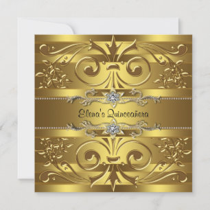 Eleganta guld-quinceañera-inbjudningar inbjudningar