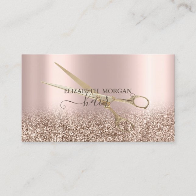 Eleganta guld saxar rosa guld glitter visitkort (Framsida)