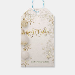 Eleganta Guld Snöflingor, Bollar Jul Presentetikett