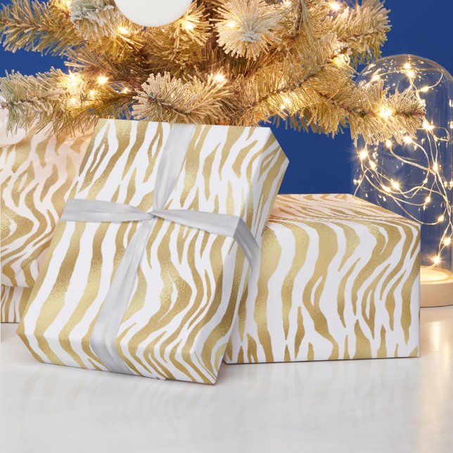 Eleganta Guld Zebraringar Presentpapper (Helgdagar)
