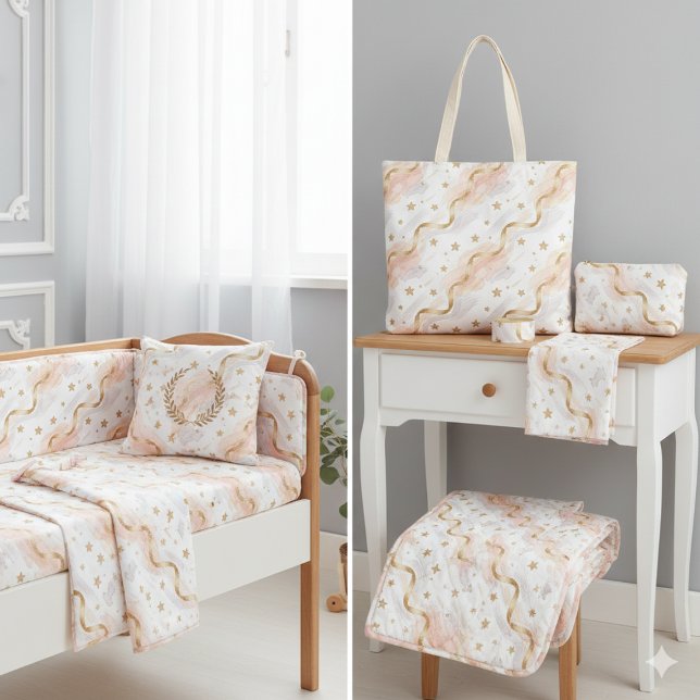 Eleganta guldglittrande stjärnor och akvarellrosa tyg (Skapare uppladdad)