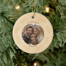 Eleganta Guldgrenar Familjefoto Jul Beige