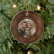 Eleganta Guldgrenar Familjefoto Jul Brun
