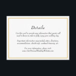 Eleganta guldkanter Bröllopsdetaljer Tilläggskort<br><div class="desc">Eleganta detaljer till bröllopet bifogas kort med en falsk guldbård som omger dina detaljer i kursiv stil.  Dessa klassiska bifogade kort ger dina gäster viktig information om din speciella dag och är perfekta för ett formellt bröllop.</div>