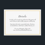 Eleganta guldkanter Bröllopsdetaljer Tilläggskort<br><div class="desc">Eleganta detaljer till bröllopet bifogas kort med en falsk guldbård som omger dina detaljer i kursiv stil.  Dessa klassiska bifogade kort ger dina gäster viktig information om din speciella dag och är perfekta för ett formellt bröllop.</div>